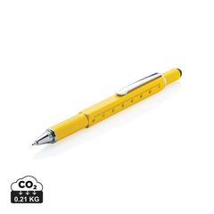 Vue Stylo outil 5 en 1 en aluminium de couleur jaune| Krokrodeal