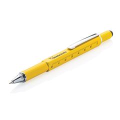 Vue Stylo outil 5 en 1 en aluminium de couleur jaune| Krokrodeal