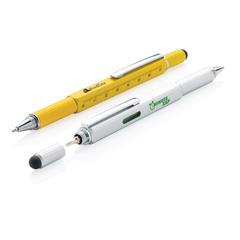 Vue Stylo outil 5 en 1 en aluminium de couleur jaune| Krokrodeal