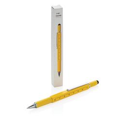 Vue Stylo outil 5 en 1 en aluminium de couleur jaune| Krokrodeal