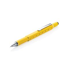 Vue Stylo outil 5 en 1 en aluminium de couleur jaune| Krokrodeal