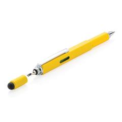 Vue Stylo outil 5 en 1 en aluminium de couleur jaune| Krokrodeal