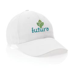 Vue Casquette 6 panneaux en coton recyclé 190gr IMPACT de couleur blanc| Krokrodeal