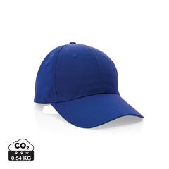 Vue Casquette 6 panneaux en coton recyclé 190gr IMPACT de couleur bleu| Krokrodeal