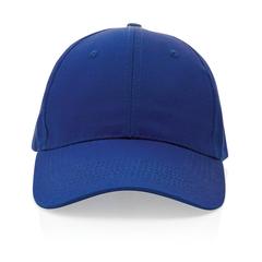 Vue Casquette 6 panneaux en coton recyclé 190gr IMPACT de couleur bleu| Krokrodeal