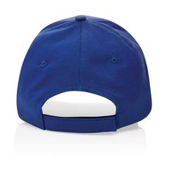 Vue Casquette 6 panneaux en coton recyclé 190gr IMPACT de couleur bleu| Krokrodeal