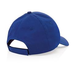 Vue Casquette 6 panneaux en coton recyclé 190gr IMPACT de couleur bleu| Krokrodeal