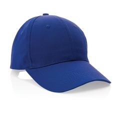 Vue Casquette 6 panneaux en coton recyclé 190gr IMPACT de couleur bleu| Krokrodeal