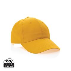 Vue Casquette 6 panneaux en coton recyclé 190gr IMPACT de couleur jaune| Krokrodeal