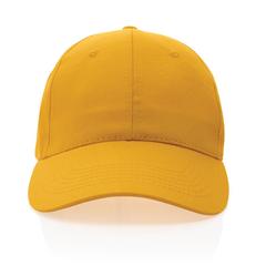 Vue Casquette 6 panneaux en coton recyclé 190gr IMPACT de couleur jaune| Krokrodeal