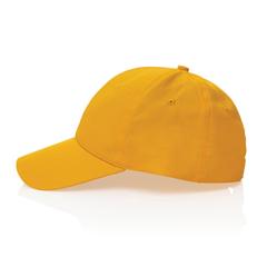 Vue Casquette 6 panneaux en coton recyclé 190gr IMPACT de couleur jaune| Krokrodeal