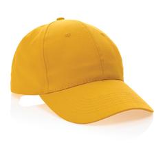 Vue Casquette 6 panneaux en coton recyclé 190gr IMPACT de couleur jaune| Krokrodeal