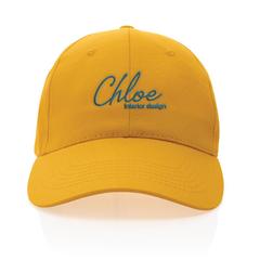 Vue Casquette 6 panneaux en coton recyclé 190gr IMPACT de couleur jaune| Krokrodeal