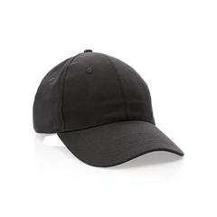 Vue Casquette 6 panneaux en coton recyclé 190gr IMPACT de couleur noir| Krokrodeal