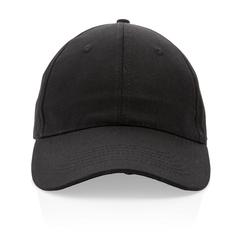 Vue Casquette 6 panneaux en coton recyclé 190gr IMPACT de couleur noir| Krokrodeal