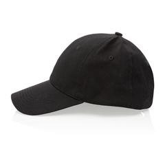 Vue Casquette 6 panneaux en coton recyclé 190gr IMPACT de couleur noir| Krokrodeal