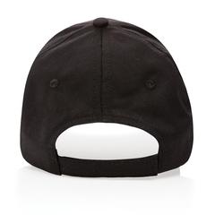 Vue Casquette 6 panneaux en coton recyclé 190gr IMPACT de couleur noir| Krokrodeal