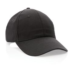 Vue Casquette 6 panneaux en coton recyclé 190gr IMPACT de couleur noir| Krokrodeal
