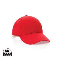 Vue Casquette 6 panneaux en coton recyclé 190gr IMPACT de couleur rouge| Krokrodeal