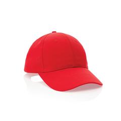 Vue Casquette 6 panneaux en coton recyclé 190gr IMPACT de couleur rouge| Krokrodeal