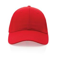 Vue Casquette 6 panneaux en coton recyclé 190gr IMPACT de couleur rouge| Krokrodeal