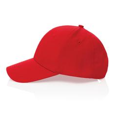 Vue Casquette 6 panneaux en coton recyclé 190gr IMPACT de couleur rouge| Krokrodeal