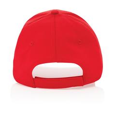 Vue Casquette 6 panneaux en coton recyclé 190gr IMPACT de couleur rouge| Krokrodeal