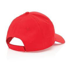 Vue Casquette 6 panneaux en coton recyclé 190gr IMPACT de couleur rouge| Krokrodeal