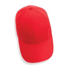 Vue Casquette 6 panneaux en coton recyclé 190gr IMPACT de couleur rouge| Krokrodeal