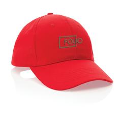 Vue Casquette 6 panneaux en coton recyclé 190gr IMPACT de couleur rouge| Krokrodeal