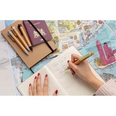 Vue Stylo en bambou avec clip en fibre de paille de couleur blanc| Krokrodeal