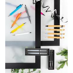 Vue Stylo en bambou avec clip en fibre de paille de couleur blanc| Krokrodeal