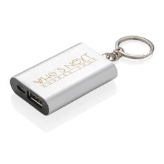 Vue Porte-clés powerbank 1000mAh de couleur gris| Krokrodeal