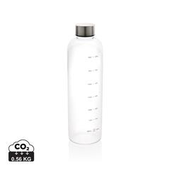 Vue Bouteille d'eau 1L avec suivi d'hydratation en rPET GRS de couleur translucide| Krokrodeal