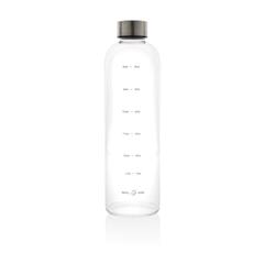 Vue Bouteille d'eau 1L avec suivi d'hydratation en rPET GRS de couleur translucide| Krokrodeal
