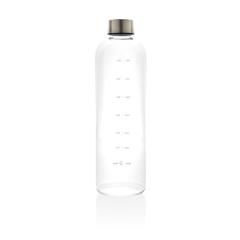 Vue Bouteille d'eau 1L avec suivi d'hydratation en rPET GRS de couleur translucide| Krokrodeal