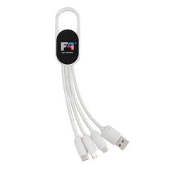 Vue Câble 4 en 1 avec mousqueton de couleur blanc| Krokrodeal