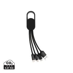 Vue Câble 4 en 1 avec mousqueton de couleur noir| Krokrodeal