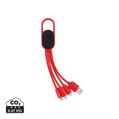 Vue Câble 4 en 1 avec mousqueton de couleur rouge| Krokrodeal