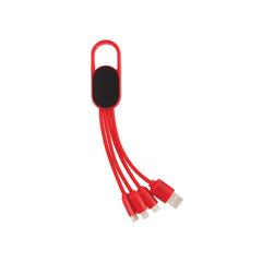Vue Câble 4 en 1 avec mousqueton de couleur rouge| Krokrodeal