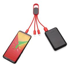 Vue Câble 4 en 1 avec mousqueton de couleur rouge| Krokrodeal