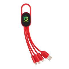 Vue Câble 4 en 1 avec mousqueton de couleur rouge| Krokrodeal