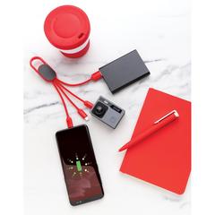 Vue Câble 4 en 1 avec mousqueton de couleur rouge| Krokrodeal