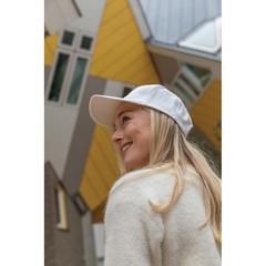Vue Casquette 5 panneaux en coton recyclé 280gr IMPACT de couleur blanc| Krokrodeal