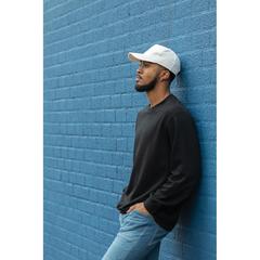 Vue Casquette 5 panneaux en coton recyclé 280gr IMPACT de couleur blanc| Krokrodeal