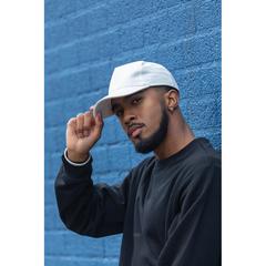Vue Casquette 5 panneaux en coton recyclé 280gr IMPACT de couleur blanc| Krokrodeal
