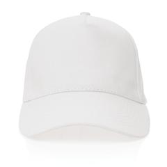Vue Casquette 5 panneaux en coton recyclé 280gr IMPACT de couleur blanc| Krokrodeal