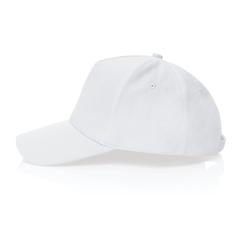 Vue Casquette 5 panneaux en coton recyclé 280gr IMPACT de couleur blanc| Krokrodeal