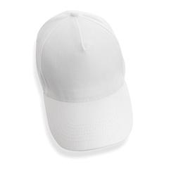 Vue Casquette 5 panneaux en coton recyclé 280gr IMPACT de couleur blanc| Krokrodeal