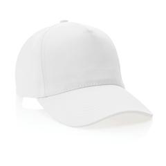 Vue Casquette 5 panneaux en coton recyclé 280gr IMPACT de couleur blanc| Krokrodeal